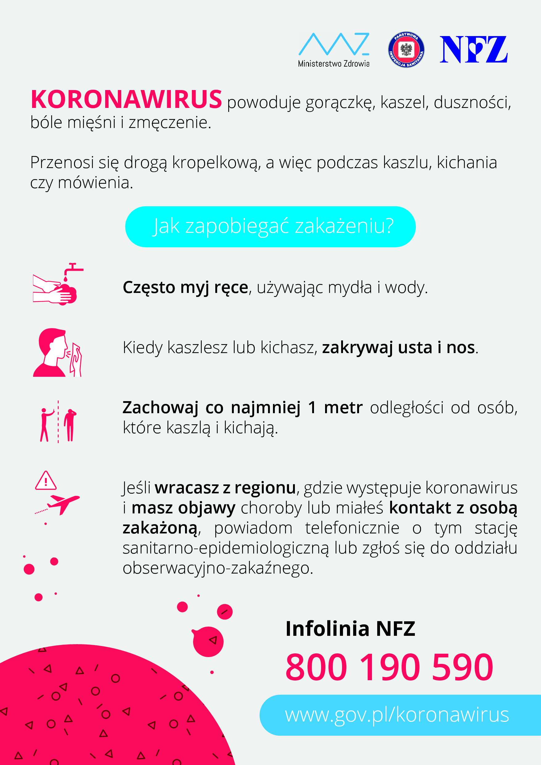 Plakat informacyjny o Koronawirusie