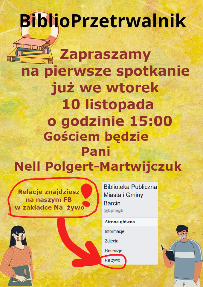 Plakat informujący o transmisji na żywo na Facebooku