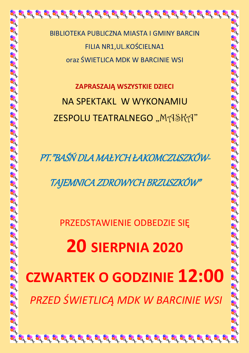 Plakat informujący o Teatrzyku w dniu 20 sierpnia - plakat w wersji dostępnej poniżej