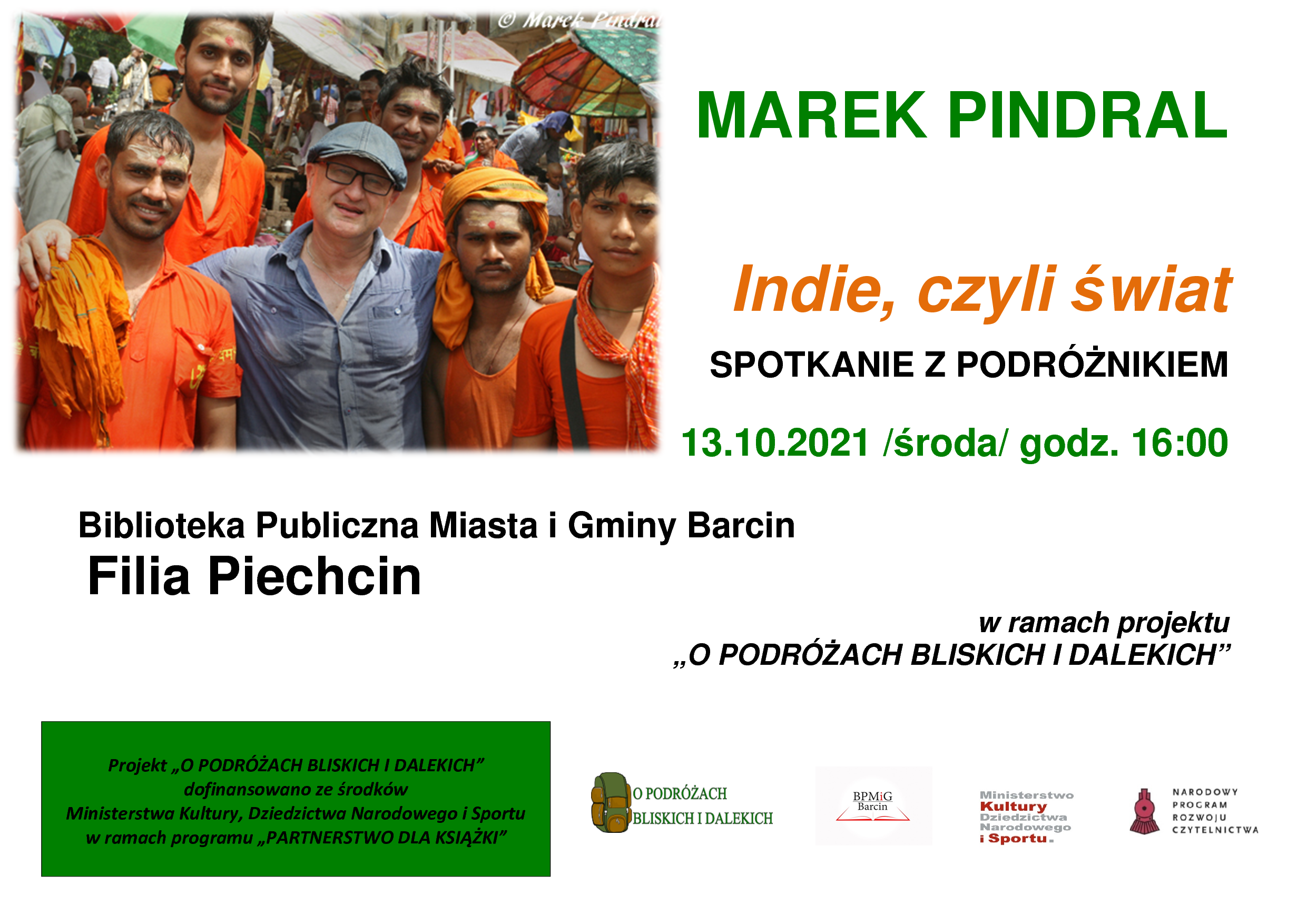 Plakat dotyczący spotkania z Markiem Pindralem
