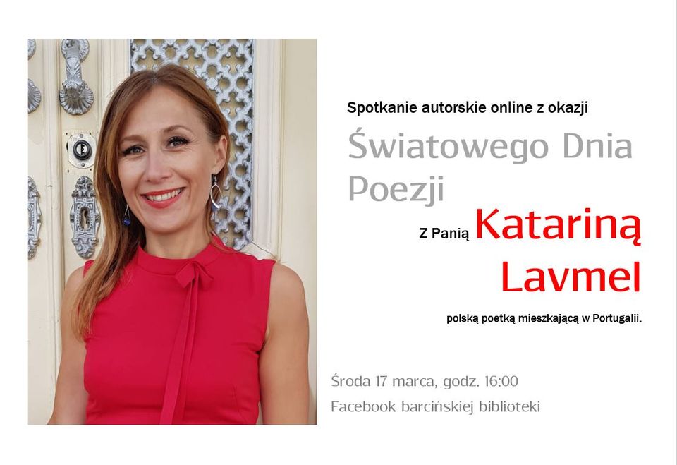 Plakat informujący o spotkaniu z Katariną Lavmel
