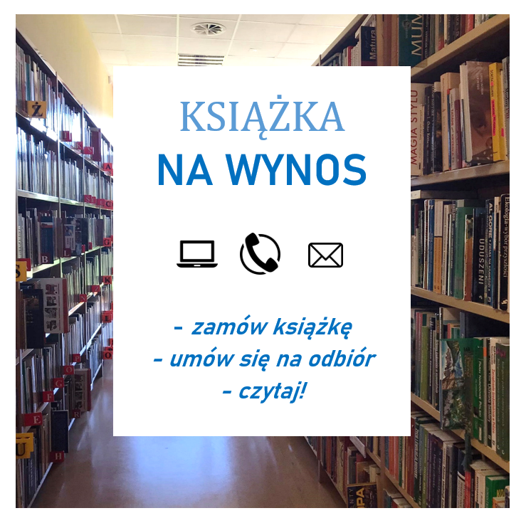 Plakat informujący o wypożyczaniu ksiażek na zewnątrz biblioteki