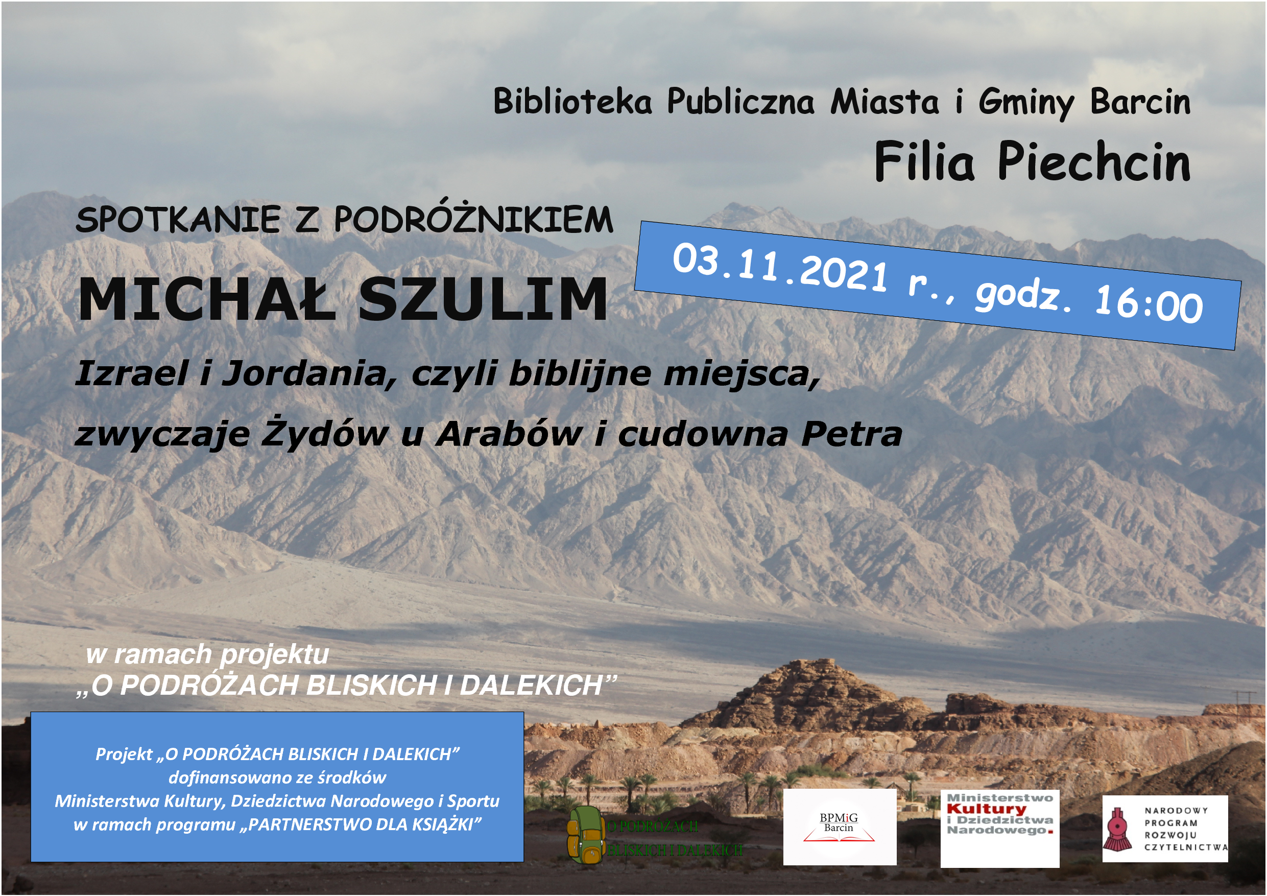 Plakat dotyczący spotkania z Michałem Szulimem