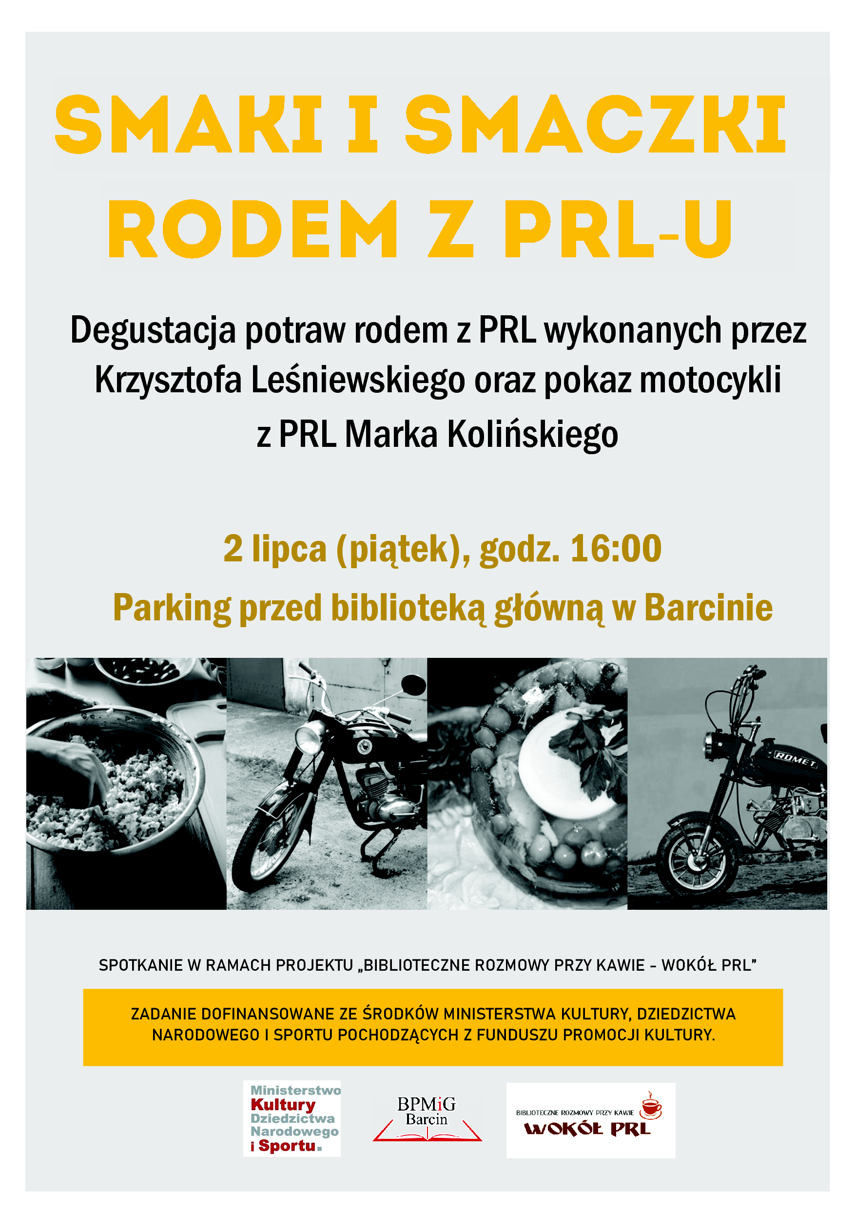 Plakat dotyczący spotkania z Krzysztofem Leśniewskim i Markiem Kolińskim