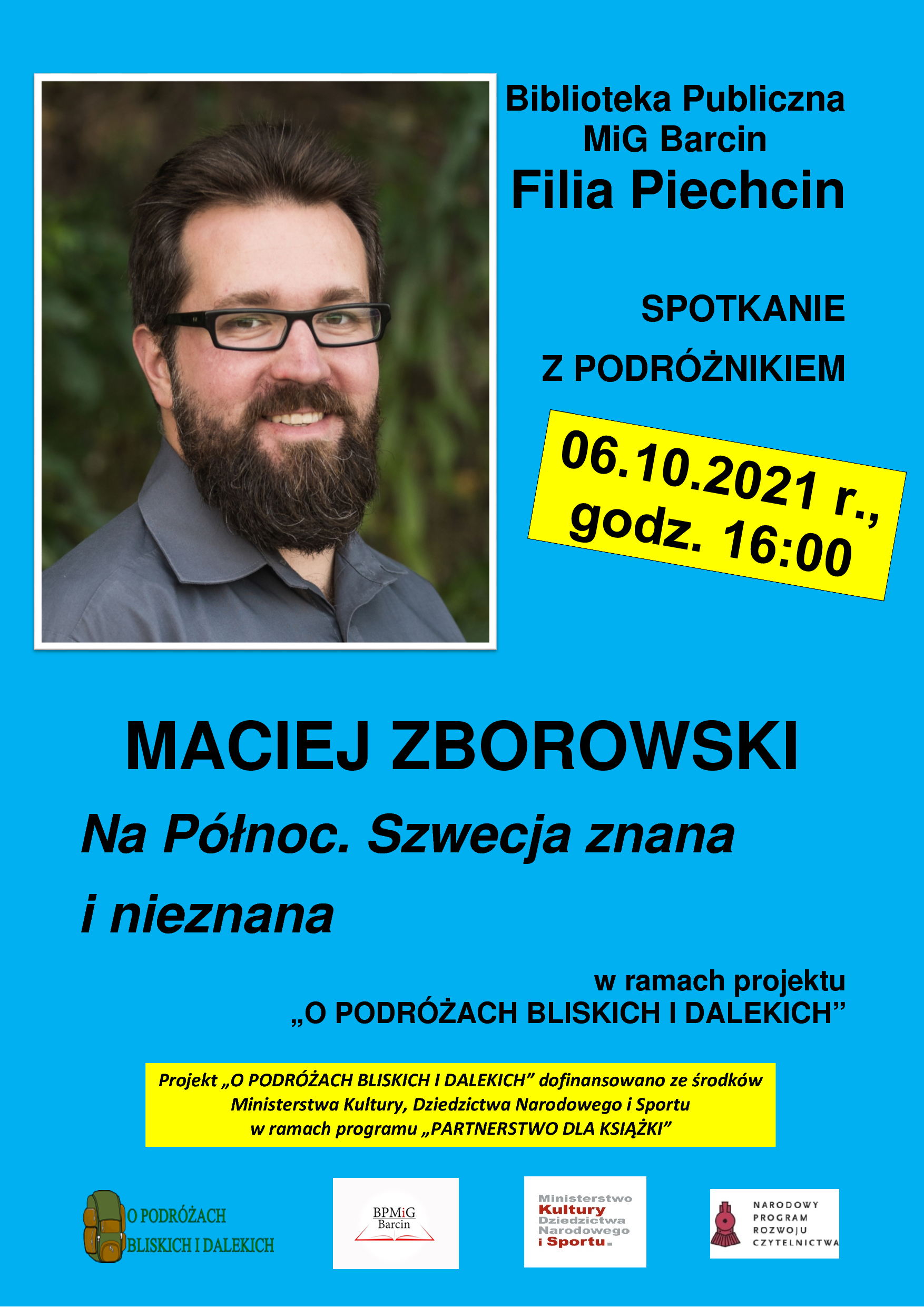 Plakat dotyczący spotkania z Maciejem Zborowskim